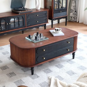 Meuble <span class=keywords><strong>TV</strong></span> moderne en bois massif, table basse rétro française avec tiroirs de rangement pour appartement, hôtel, salon, mobilier de maison - Product Image 2