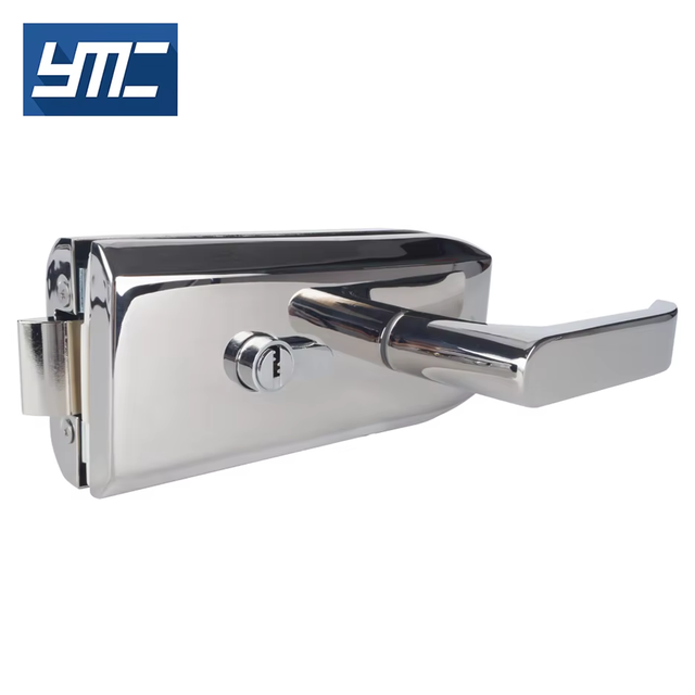 YMC Mounted Latch Locks Thumbturn Office Glass Door Handle Stainless Steel 304 Double Glass Knob Key Operated 10-12mm Tempered