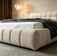 Lit en métal et tissu moderne, rembourré, avec rangement, en bois, pour chambre à coucher, mobilier de maison économique, vente en gros, durée de vie 3-5 ans