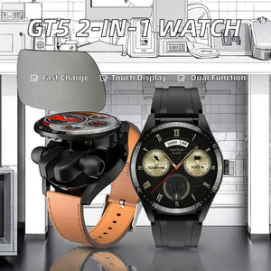 Reloj Inteligente Android 2 en 1 GT5 <span class=keywords><strong>Buds</strong></span> con Monitor de Actividad Física, Monitor de Sueño, Brújula, Respuesta <span class=keywords><strong>a</strong></span> Llamadas, Correa de Cuero, Carga Inalámbrica - Product Image 2