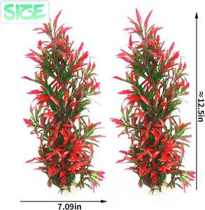 Eco-vriendelijke grote aquariumplanten kunstmatige zeewier 2 stuks 13 inch visbak decoratie plastic plant betta garnalen rood levend - Product Image 6