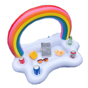 <b>Inflatable</b> Rainbow Ice Bar Cloud <b>Float</b> With Cup Holders For Pool Party Outdoor Use PVC Material Unisex Swim Accessory - Product Image 5