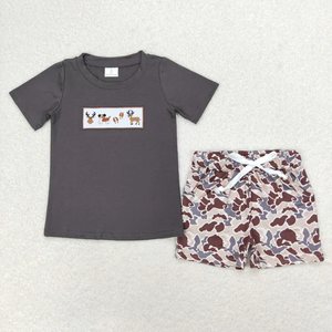 Ropa al por Mayor para Niños y Niñas, Conjuntos de Hermanos, Lindos Bordados de Perros Cazadores de <span class=keywords><strong>Reno</strong></span>, Ropa de Verano para Niños - Product Image 4