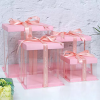 Boîte à gâteau transparente en PET en gros pour l'emballage de gâteaux d'anniversaire et de mariage