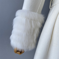 Manteau en laine double face Jxwatcher de luxe, nouvelle mode hiver, avec col et poignets en vraie fourrure de renard, style long, doux, personnalisé pour femme