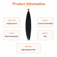 Extensions de cheveux synthétiques à tresser, 22 pouces, 150g, dégradé ombré, lisses comme des baguettes, en fibre haute température, vente directe usine