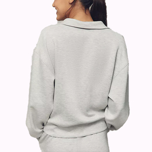 Felpa da Donna con Zip 1/4 Personalizzabile con LOGO, 100% Cotone Organico, Oversize, Sostenibile - Product Image 5