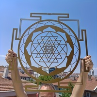 Art mural en métal Metatron Art déco en fonte Géométrie sacrée Méditation Sri Yantra Décoration spirituelle pour la maison à bas prix