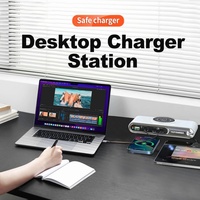 Hub USB multiport 72W, chargeur de bureau, 45W USB 2 PD QC3.0 30W 6 en 1, chargeur sans fil 15W pour Airpods Watch