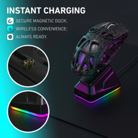 Souris de jeu programmable JEDEL 6D à triple mode avec design ajouré et station de charge pour PC gamer