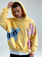 Y2K Süßer Streetwear Pullover Hoodie mit 3D-Blumen-Seestern-Patch, Stickerei und erhabener Buchstaben-Applikation, lockerer Damen-Hoodie