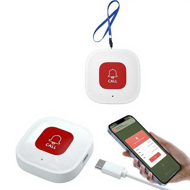 KONST Elderly Alarm WiFi Call Button Nursing Home SOS Emergency Button Graffiti WiFi Button SOS Emergency Press CF101W