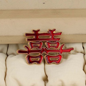 Pendentif en alliage Double Bonheur, effet goutte d'huile, pour accessoires de cheveux de mariée DIY et décorations de mariage - Product Image 1