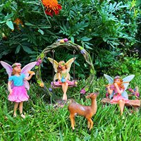 Miniature Fée Figurines de Jardin avec Accessoires Balançoire Lot de 6 pièces
