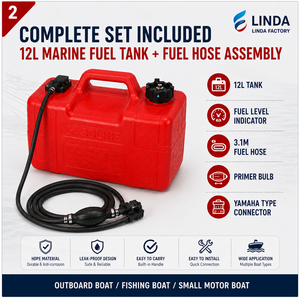 LINDA 12L Marine-Kraftstofftank mit Füllstandsanzeige, 3,1m Kraftstoffschlauch, Ansaugballon und Anschluss für Außenbordmotoren - Product Image 2