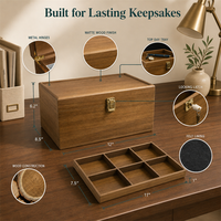 Boîte de rangement à bijoux en bois avec plateau à 6 compartiments et loquet verrouillable pour la vanité, la chambre et la commode à usage domestique