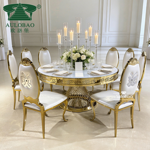 Mesas redondas de boda de lujo con tablero de MDF blanco y base de acero inoxidable - Product Image 2