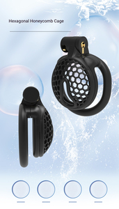 Jaula <span class=keywords><strong>de</strong></span> Castidad Masculina Honeycomb, Candado Erótico, Dispositivo Transpirable <span class=keywords><strong>de</strong></span> Nailon y Resina Rosa y Negro, Juguetes Sexuales, Ejercicios <span class=keywords><strong>de</strong></span> Kegel Cobra, BDSM - Product Image 3