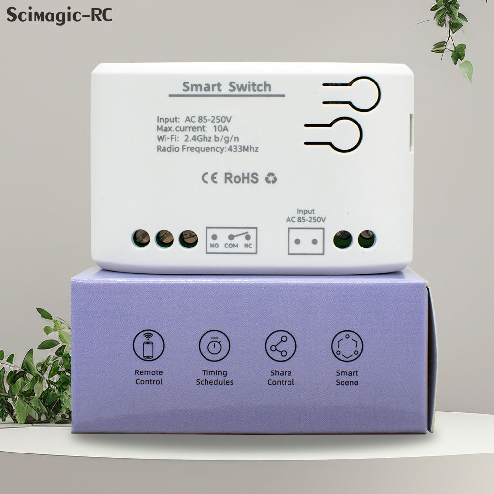 Smart Switch Work with Tuya 1CH 8-250V Wireless Wifi Switch Relay Module Remote Control Light Switch Alexa Google Home