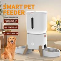 Distributeur automatique intelligent de nourriture pour chats et chiens 5L, distributeur de nourriture pour animaux de compagnie avec commande à distance par application WiFi, double bol, programmable et temporisé