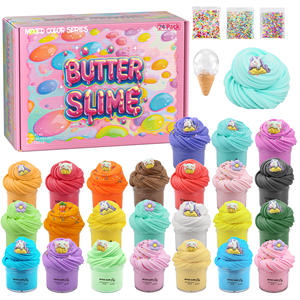 Ensemble de 24 slime au beurre, doux et non collant, parfum bonbon, fluffy pie, anti-stress, jouet pour enfants, cadeau d'anniversaire pour garçon et fille - Product Image 1