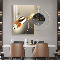Horloge murale décorative de luxe moderne pour restaurant, tableau mural en porcelaine de cristal pour salon