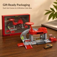 Ensemble de jouets de stationnement DIY avec fonction d'éjection et voiture en alliage pour enfants, boîte cadeau de jeu d'assemblage pour garçons et filles
