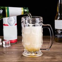 Verres à vin en verre nid d'abeille 0,5 L, verre transparent avec poignée, chopes à bière au design classique pour les fêtes