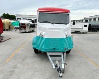 Remorque Food Truck Électrique Rétro Personnalisée Citroën, Comptoir de Présentation Commercial avec Plaque de Cuisson Électrique pour Glamping et Confiserie, en Acier Inoxydable