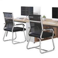 Chaise de bureau ergonomique confortable en maille, pour ordinateur, maison, conférence, étudiant, dortoir, avec accoudoirs fixes et structure en plastique, stationnaire