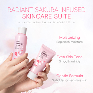 Kit de soin du visage professionnel LAIKOU Sakura 8 pièces, vitamine C, niacinamide pour hydrater, réparer et lutter contre le vieillissement de la peau - Product Image 2