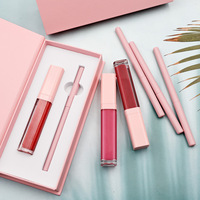 Kit de maquillage pour les lèvres avec rouge à lèvres mat imperméable longue durée et crayon à lèvres en gros avec étiquetage