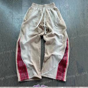 กางเกงวอร์มผ้าคอตตอนทรงหลวมสำหรับผู้ชาย, กางเกงวอร์มผ้าคอตตอนทรงหลวมลายทางออกแบบได้ตามต้องการ - Product Image 3