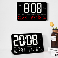 Reloj Despertador Digital LED con Control Remoto, Silencioso, con Función de Reposo, Luz Nocturna, Calendario, Temperatura, Humedad y Fecha, para Hogar y Oficina