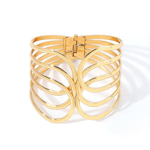 Wholesale Punk Style Exaggerated Wide Wrapped <b>Cuff</b> <b>Bracelet</b> for Women - Hollow Design <b>Cuff</b> <b>Bracelet</b> - Product Image 5