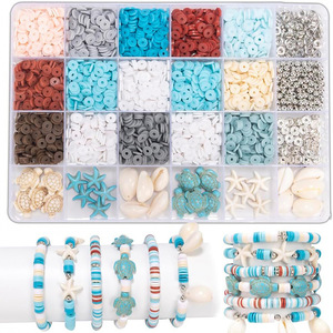 Kit de Fabricación de Joyas con Temática Oceánica, 2630 Piezas, Cuentas de Cerámica, Tortuga, Estrella de Mar, Suministros para Manualidades, para Pulseras Hechas a Mano - Product Image 1