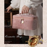 Pochette cosmétique à deux étages sac de rangement pour bijoux maquillage velours élégant dames sac cosmétique de voyage portable