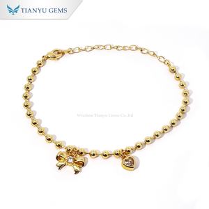 Tianyu Gems Trendy Gold Copper Zircon <b>Bracelet</b> Bowknot Heart Charms Sweet Style Women's <b>Fashion</b> Jewelry - Product Image 1