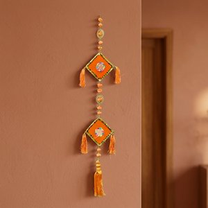 Décoration suspendue traditionnelle en résine artificielle, motif géométrique, diamant cramoisi, orange, pour salon - Product Image 4