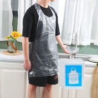 Tablier jetable de cuisine domestique en PE avec manches, imperméable, anti-salissures, anti-graisse, pour la restauration, le hot pot, le barbecue, vente en gros