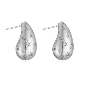 Boucles d'oreilles clous élégantes et tendance <span class=keywords><strong>en</strong></span> forme d'œuf de <span class=keywords><strong>pigeon</strong></span> pour femme, bijoux de luxe léger de forme irrégulière, style célébrité internet, zircon principal, laiton - Product Image 5