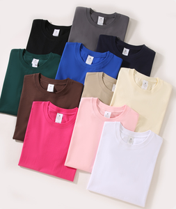 เสื้อคอกลมสำหรับผู้ชายเสื้อแขนสั้นแบบกำหนดเองสีทึบผ้าฝ้ายถักแบบลำลองแบบ100% สีพื้น - Product Image 3