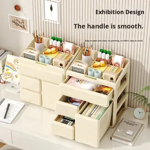 Cajón de Almacenamiento Apilable Minimalista <span class=keywords><strong>para</strong></span> Escritorio, Organizador de Oficina Modular de Plástico y Caja de Cosméticos <span class=keywords><strong>para</strong></span> Dormitorio Estudiantil - Product Image 1