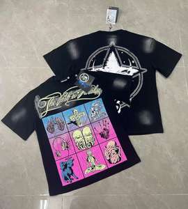 T-shirt tendance avec motif psychédélique à neuf grilles et design occulte, 250g - Product Image 2