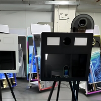 Bilik Foto Cermin 21,5 Inci dengan Casing Logam, Perangkat Lunak DSLRBOOTH, Layar Sentuh 21,5 Inci, Komputer Windows 11 I5, Hitam Putih