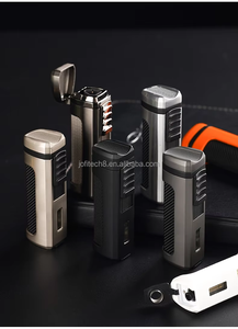 JOFI Luxury 3 Jets Blue Flame Metal Cigar Torch Lighter Custom Butane American Style GAS Fuel Business Gifts with Cigar Punch - Product Image 1