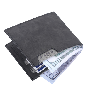 Para Baellerry, billetera plegable de cuero nobuk para hombre, diseño clásico corto de alta calidad con bolsillo frontal Delgado, estilo Vintage abierto - Product Image 4