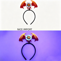   Serre-tête lumineux style chauve-souris pour Halloween, bandeau néon à rayures, décoration de fête pour le Festival des Fantômes, serre-tête non tissé