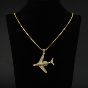 Collares de Avión con Circonita Cúbica, Colgante de Avión de Latón, Joyería de Moda, Dijes al por Mayor Hechos en China - Product Image 4