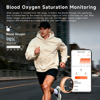 Bague connectée unisexe en acier inoxydable brossé, contrôle par application, étanche 5ATM+IP68, suivi de santé et de fitness